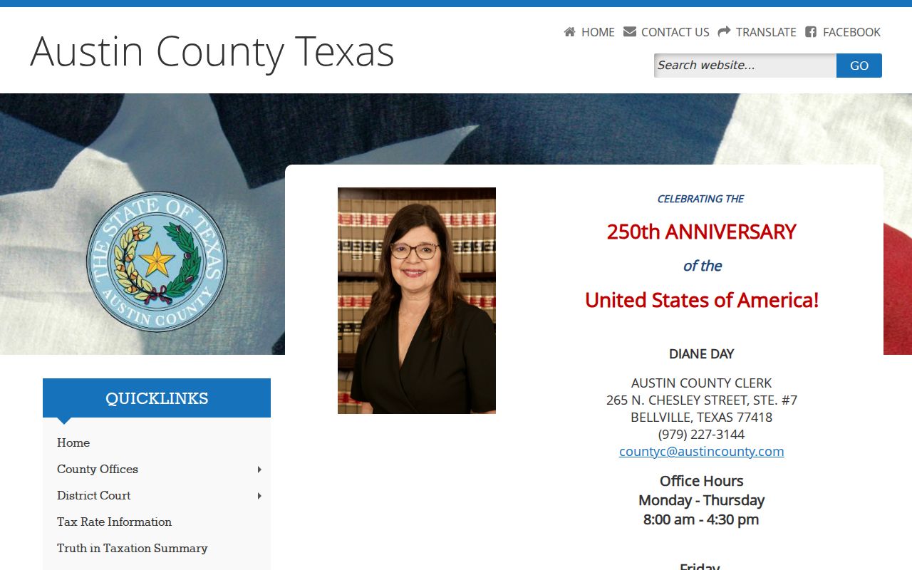 Austin County warrant records: County Clerk public-access starting point