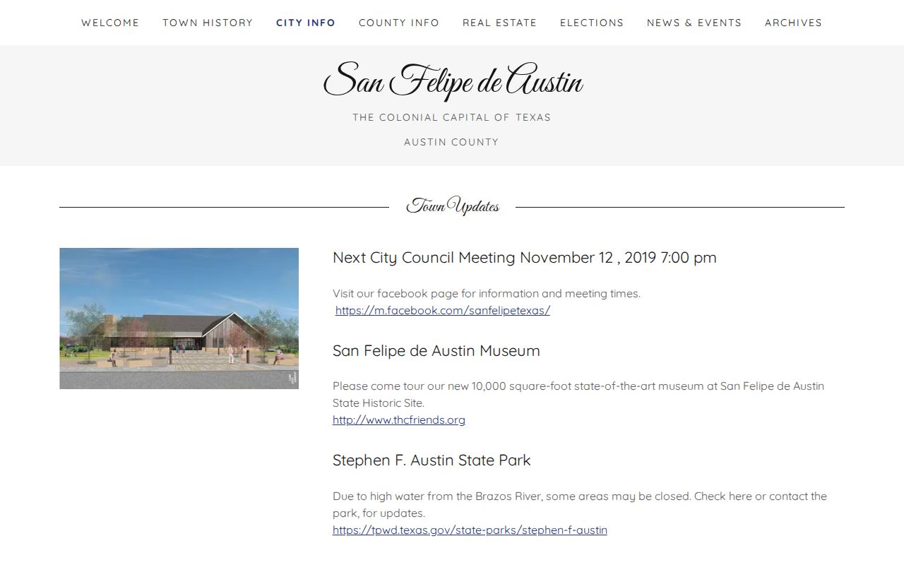 Austin County San Felipe warrant records: municipal court details on city information page