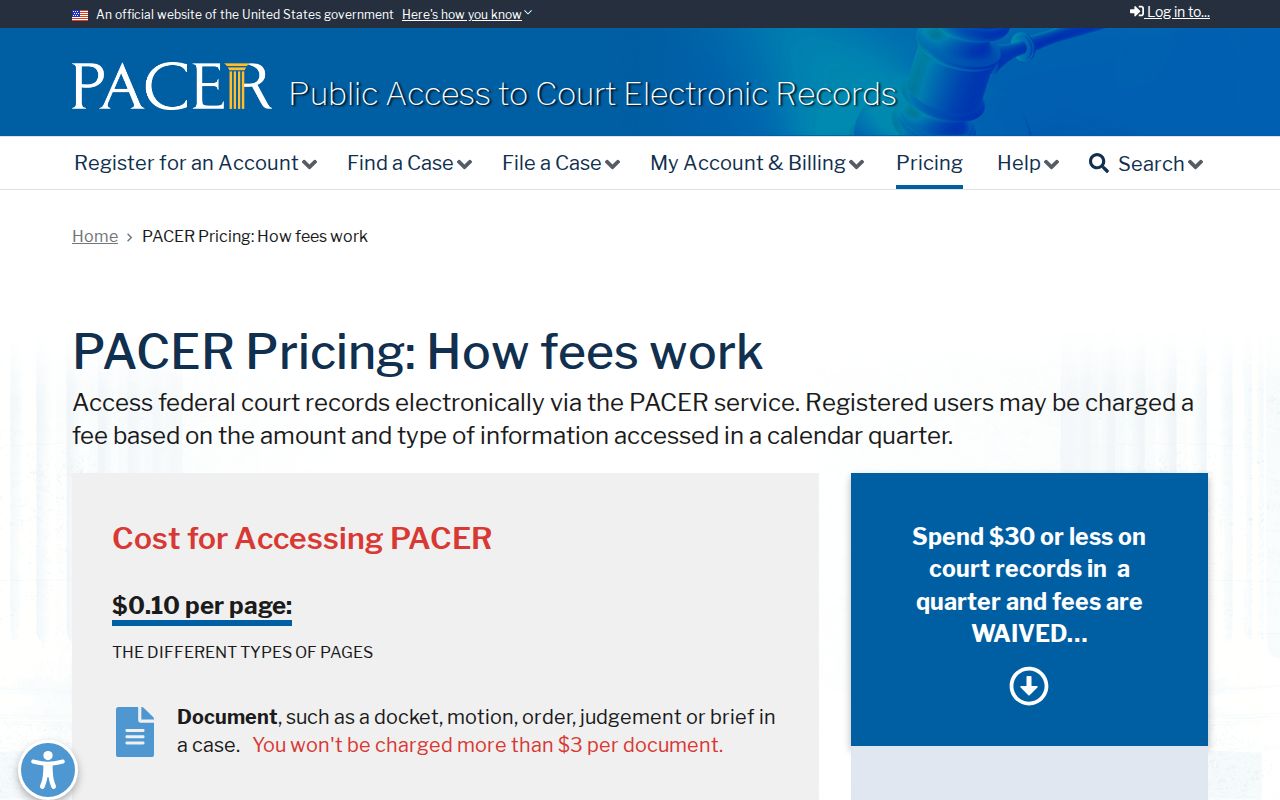 Austin County arrest warrant records: official PACER federal record-search fee information